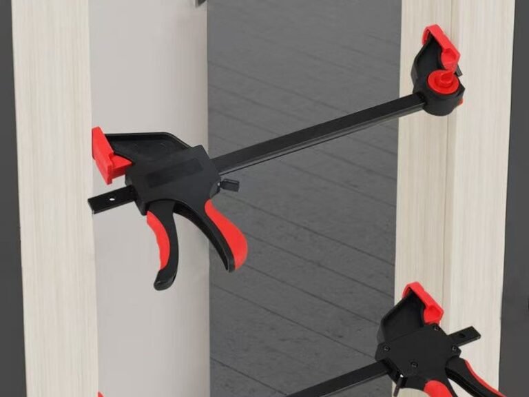 Wildleg trigger bar clamps holding a door frame square.